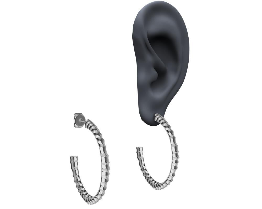 Platinum Vetebrae Hoop Earrings In New Condition For Sale In New York, NY