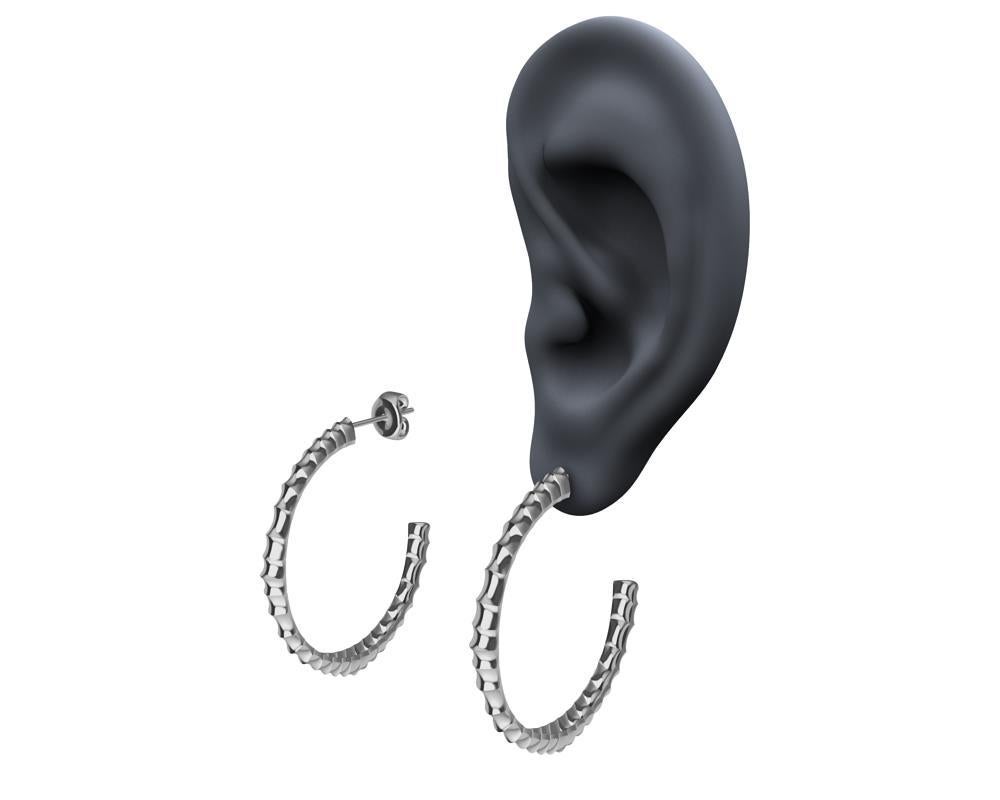 Women's Platinum Vetebrae Hoop Earrings For Sale