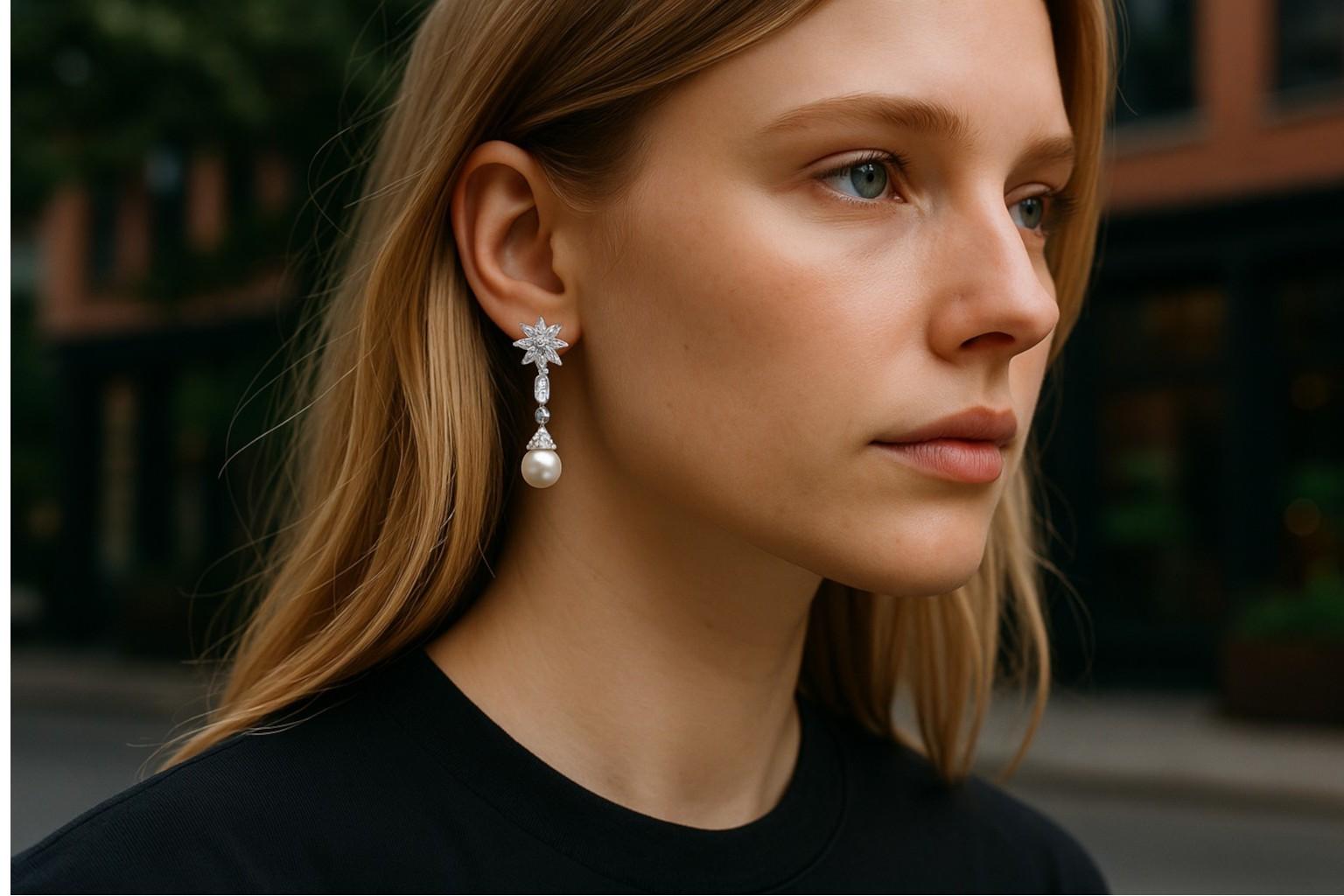 Platin  Ohrringe aus der viktorianischen Ära mit Diamanten und Perlen mit Schraubverschlüssen im Zustand „Gut“ im Angebot in New York, NY