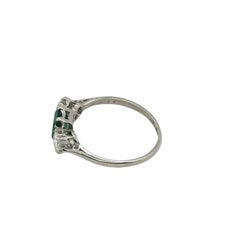 Platinum Vintage 1.0ct Square Natural Emerald with Matching 0.33ct Diamonds