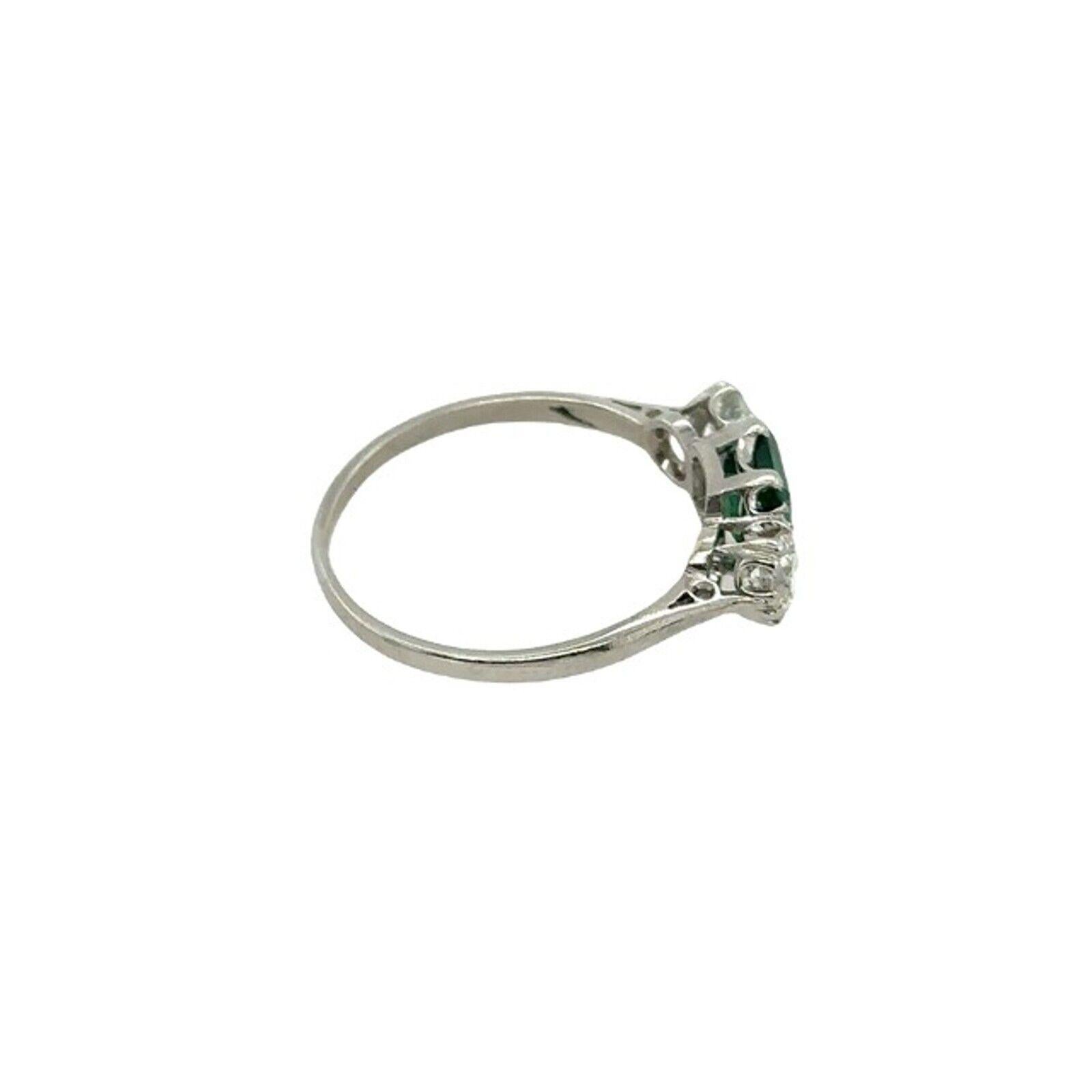 Esmeralda Natural Cuadrada Vintage de Platino de 1,0 ct con Diamantes a Juego de 0,33 ct en venta 2