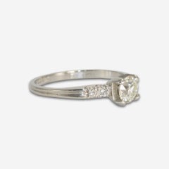 Platinum Vintage Accented Diamond Solitaire Engagement Ring 0.69ct