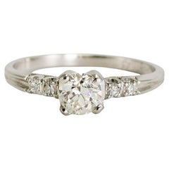 Platinum Vintage Accented Diamond Solitaire Engagement Ring 0.69ct