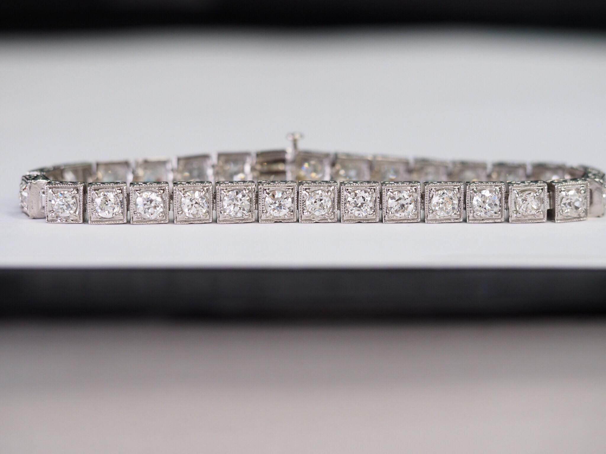 Women's or Men's Platinum Vintage Art Deco Diamond Bracelet