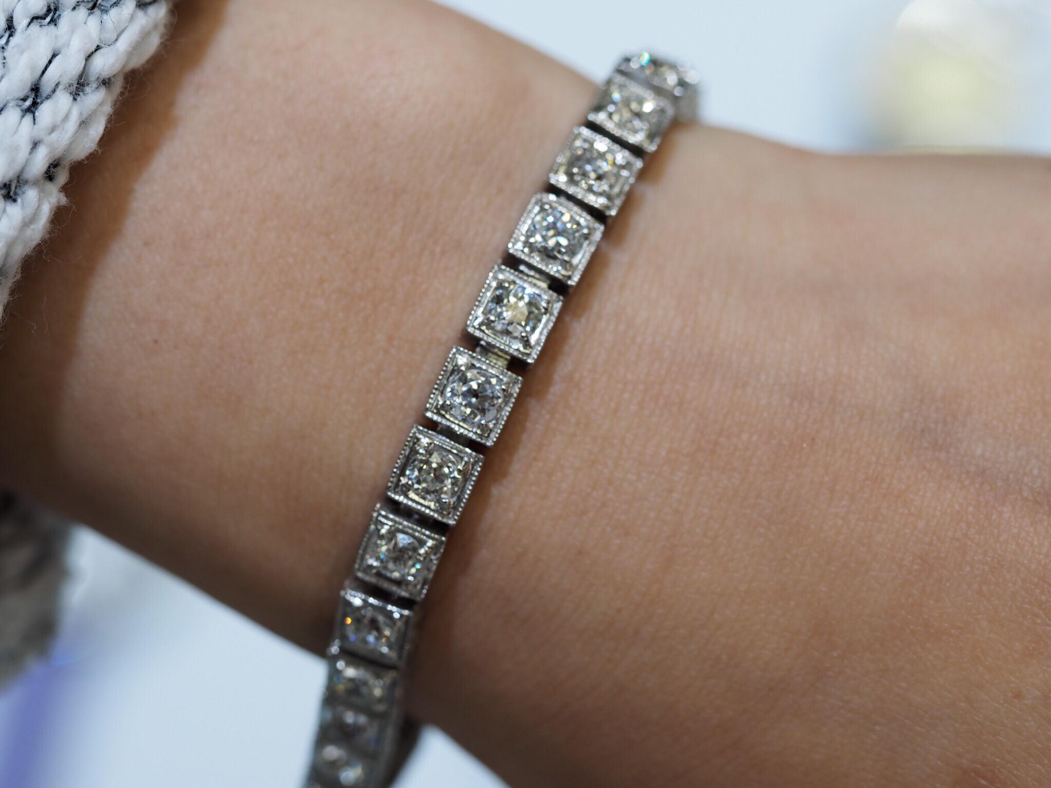 Platinum Vintage Art Deco Diamond Bracelet 3