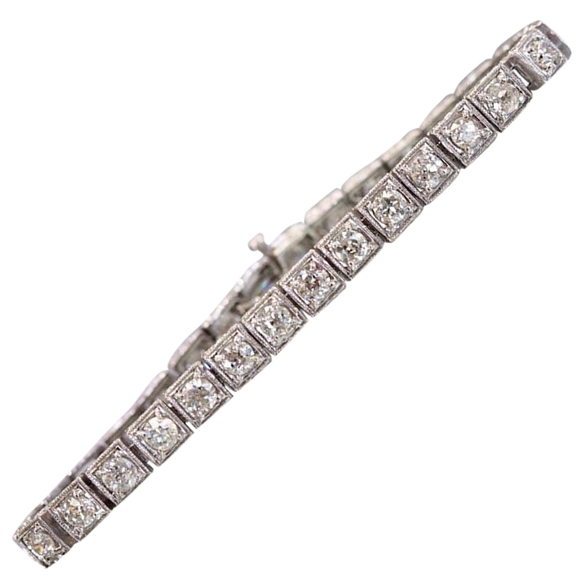 Platinum Vintage Art Deco Diamond Bracelet