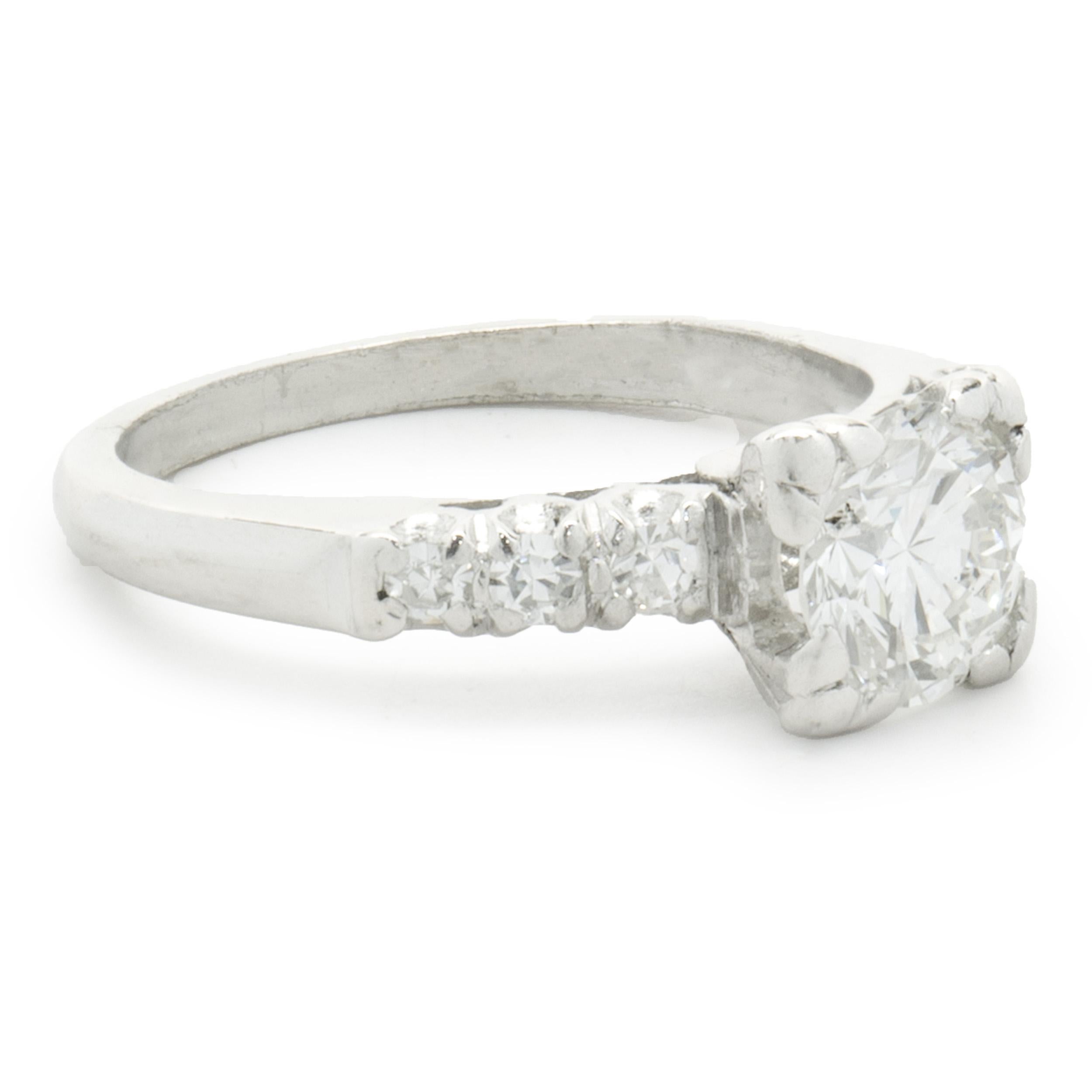 Platinum Vintage Art Deco Diamond Engagement Ring In Good Condition For Sale In Scottsdale, AZ