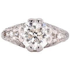 Platinum Vintage Art Deco Style Diamond Engagement Ring
