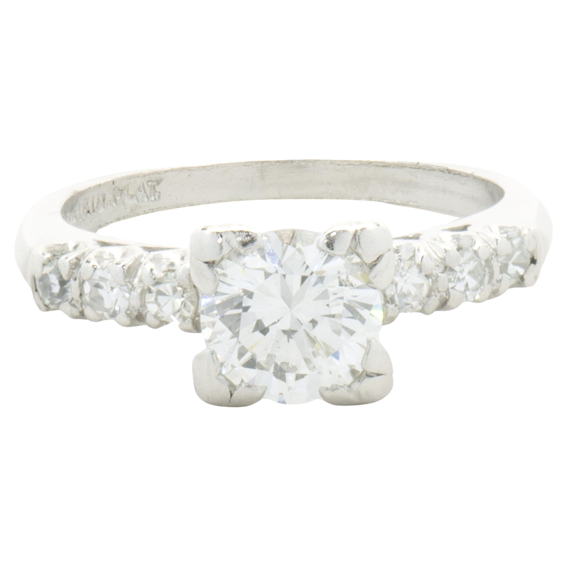 Platinum Vintage Art Deco Diamond Engagement Ring For Sale