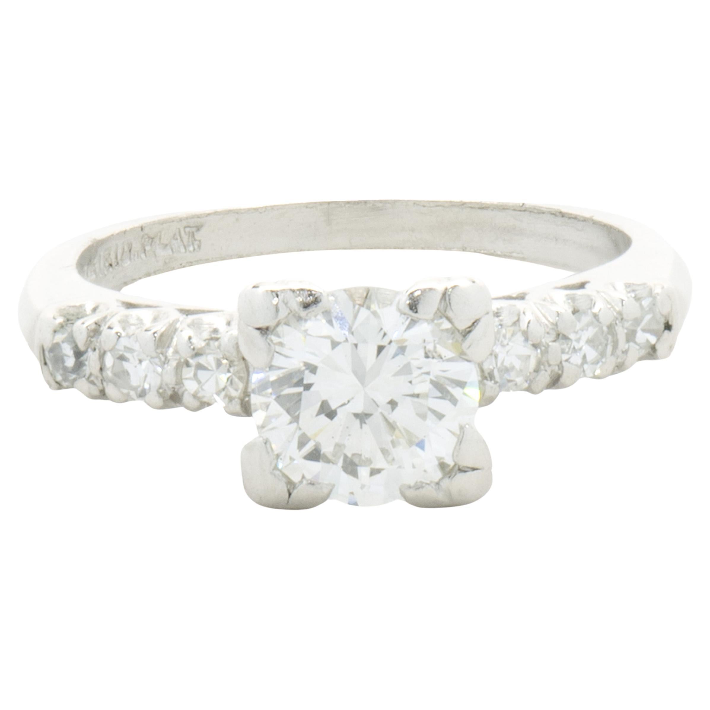 Platin Vintage Art Deco Diamant-Verlobungsring aus Platin