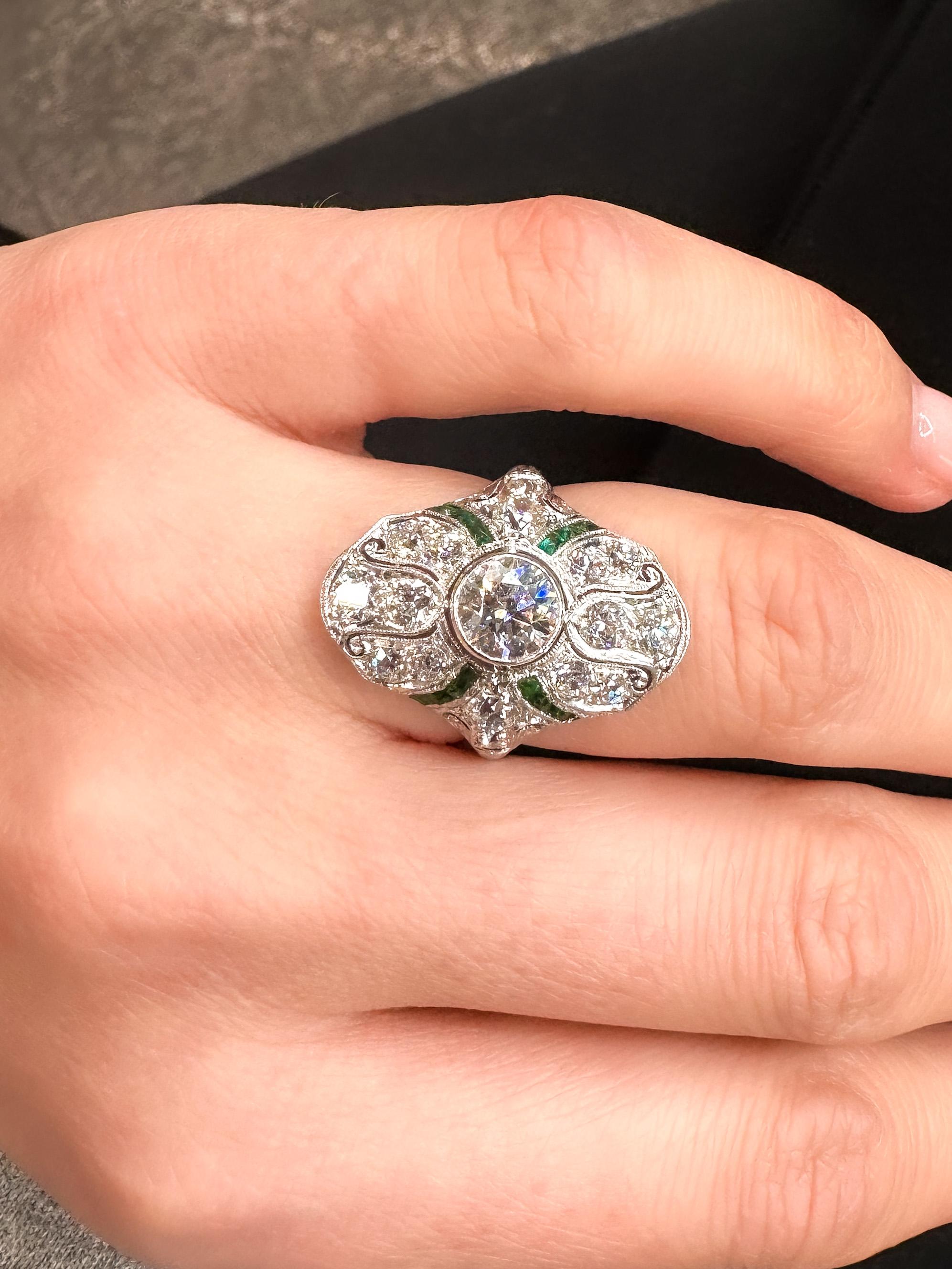 Platinum Vintage Art Deco Round Cut Diamond Engagement Ring 1
