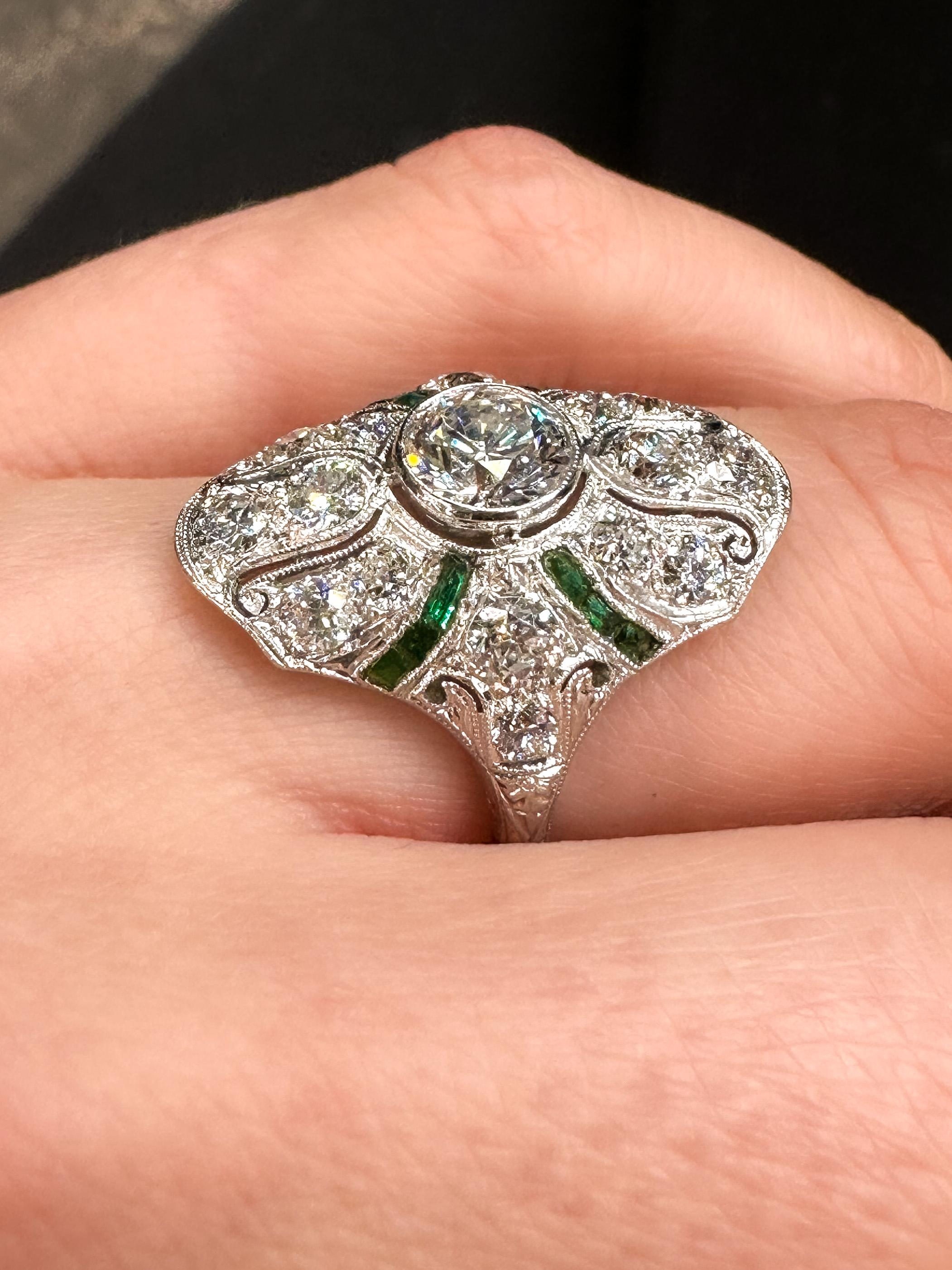 Platinum Vintage Art Deco Round Cut Diamond Engagement Ring 4