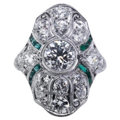 Platinum Antique Art Deco Round Cut Diamond Engagement Ring
