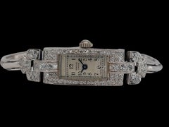 Platinum Vintage "Benson London" Ladies Watch with 8 Cut Diamonds
