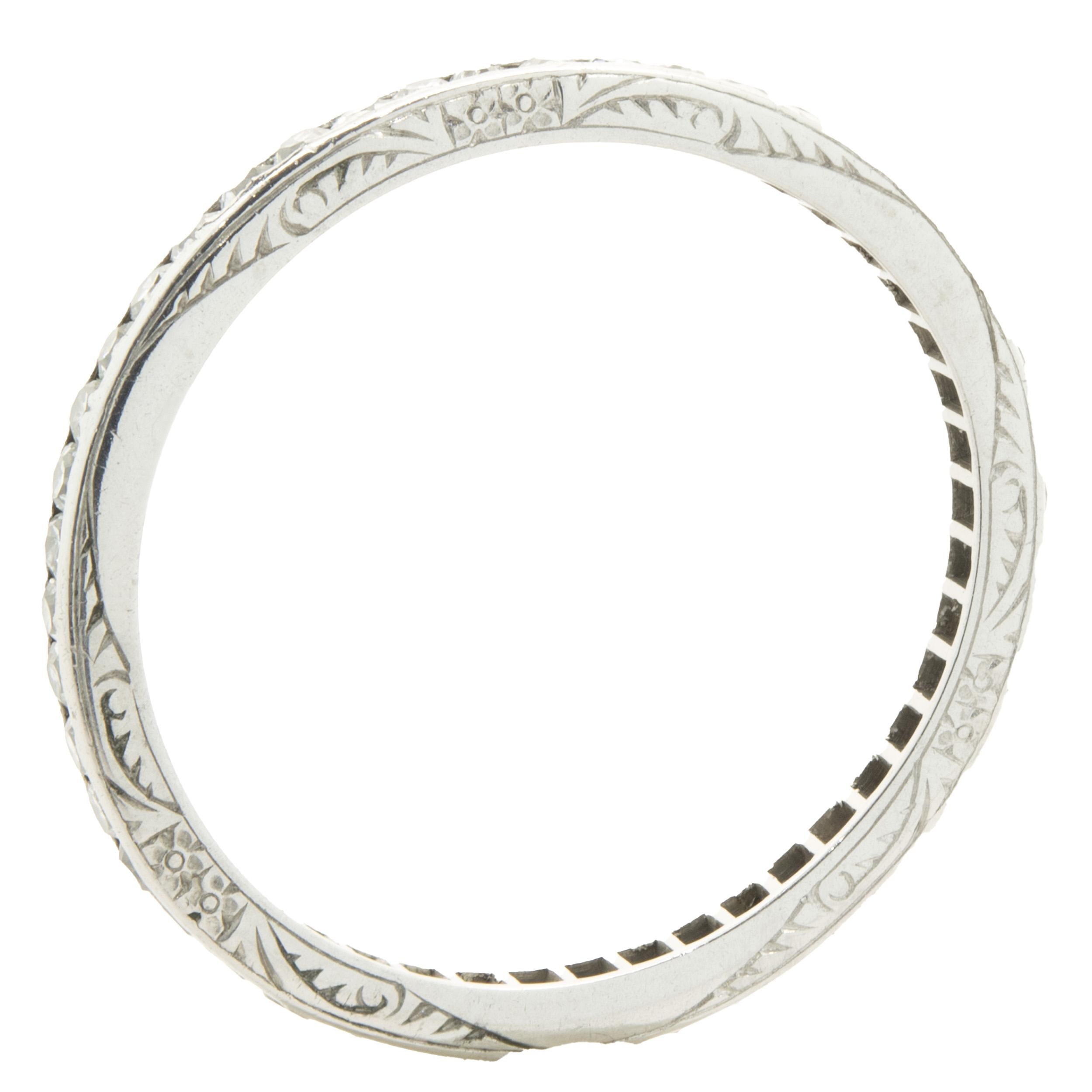 Round Cut Platinum Vintage Diamond Band For Sale