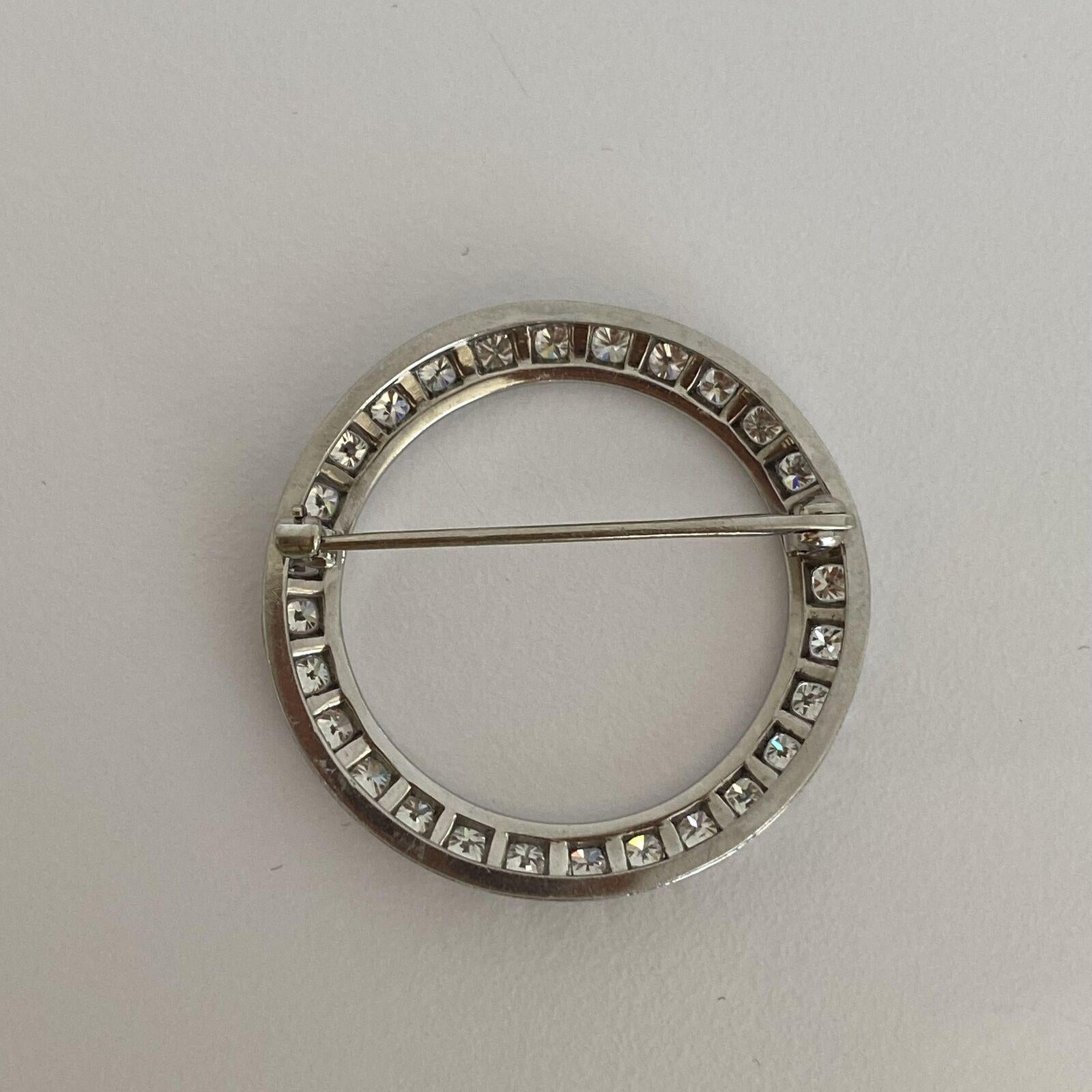 Round Cut Platinum Vintage Diamond Circle Brooch