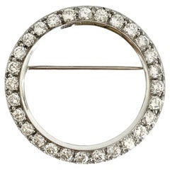 Platinum Vintage Diamond Circle Brooch