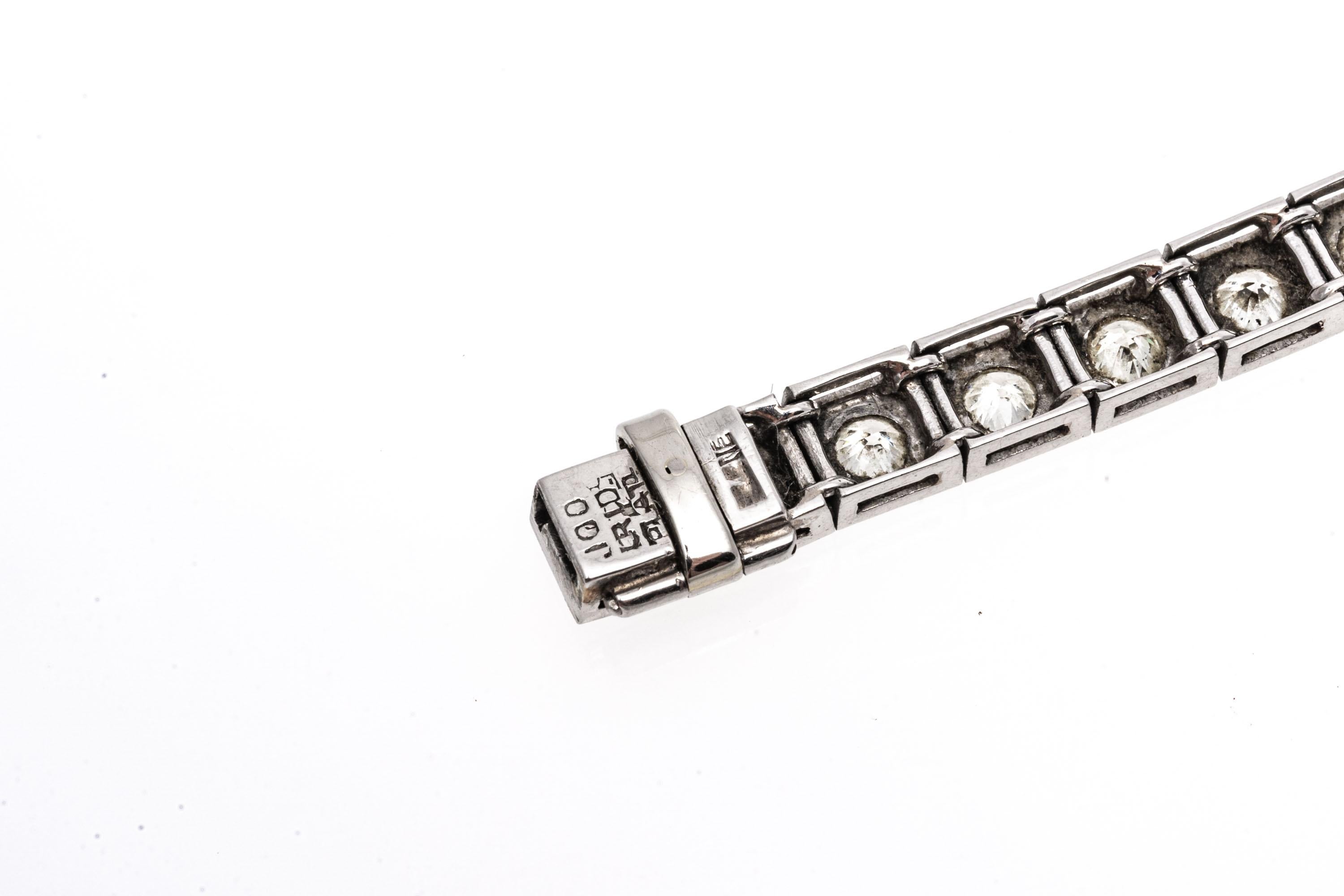 Platinum Vintage Diamond Line Bracelet, Approximately 3.72 TCW For Sale 1