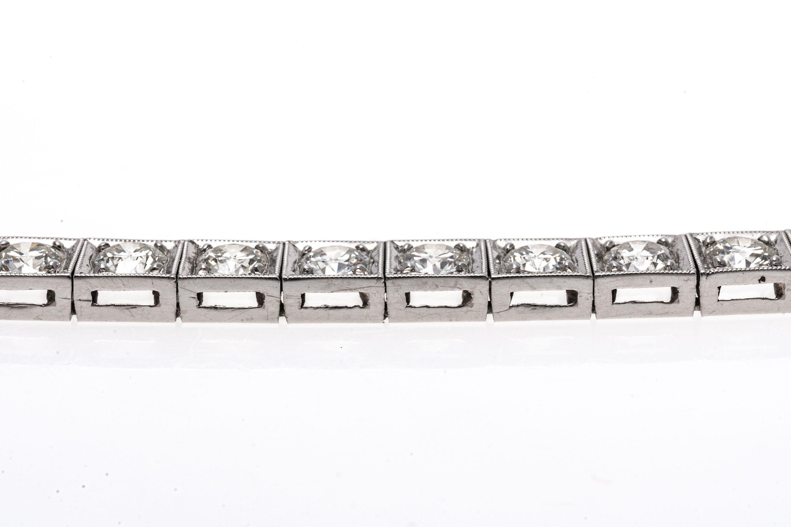 Women's Platinum Vintage Diamond Line Bracelet, Approximately 3.72 TCW For Sale