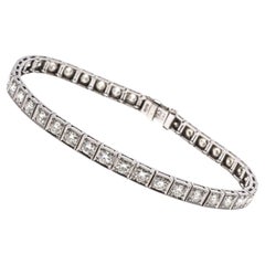 Bracelet ligne vintage en platine avec diamants, environ 3,72 carats TCW