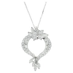 Platinum Vintage Diamond Open Heart Necklace