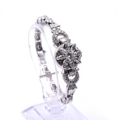 Platinum Vintage Diamond “Perry” Flip Top Watch