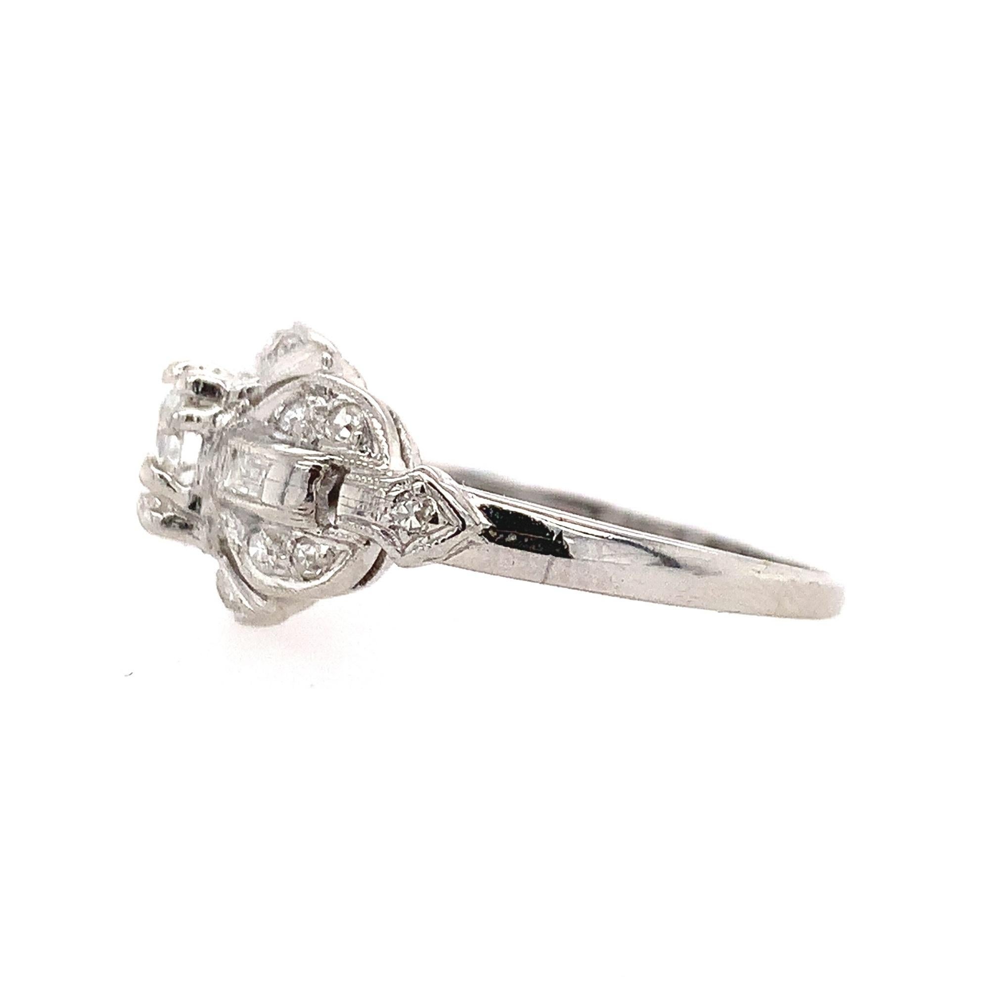 Platinum Vintage Diamond Ring 1/2ctw In Good Condition For Sale In Big Bend, WI