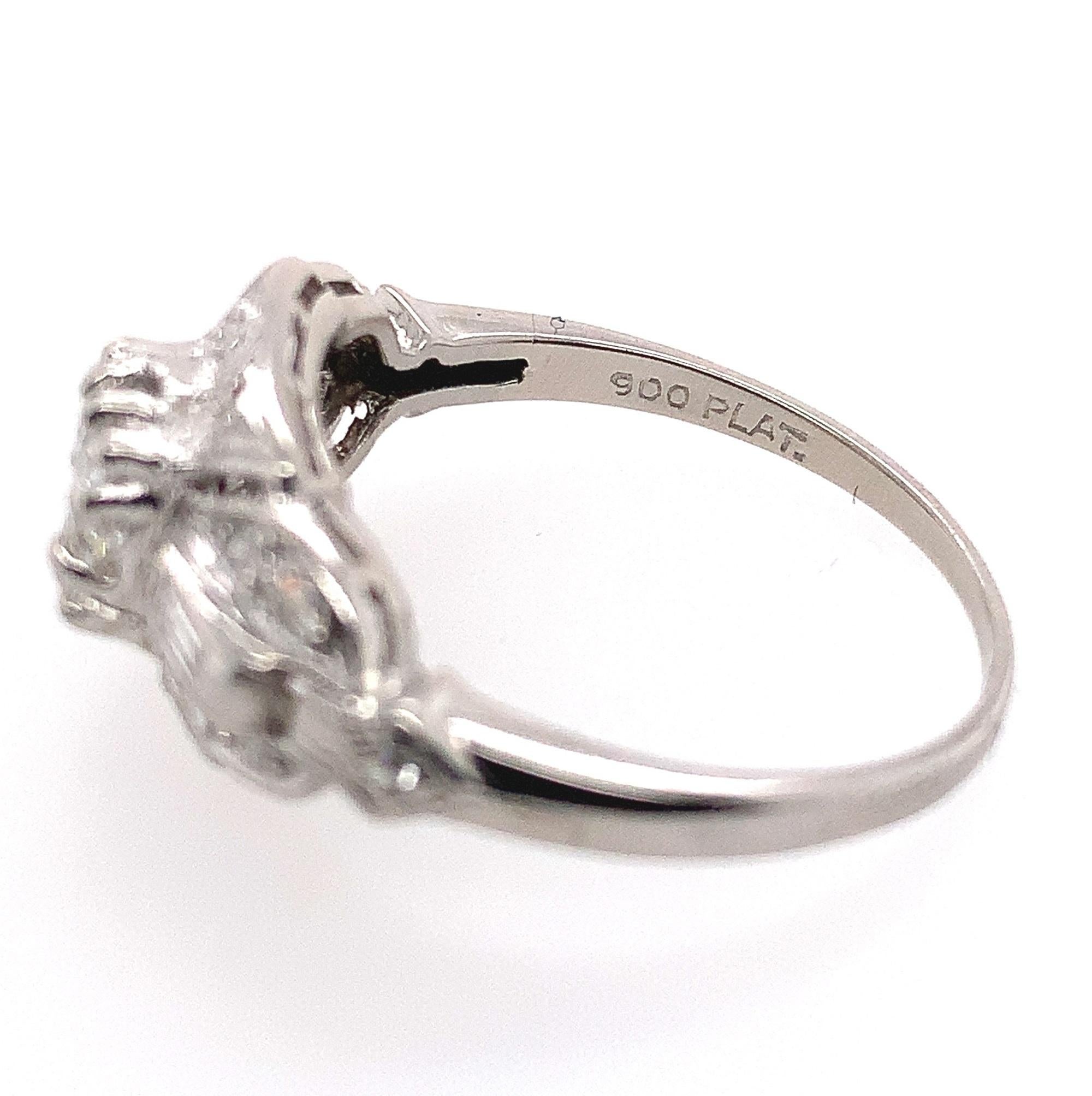 Platinum Vintage Diamond Ring 1/2ctw For Sale 1