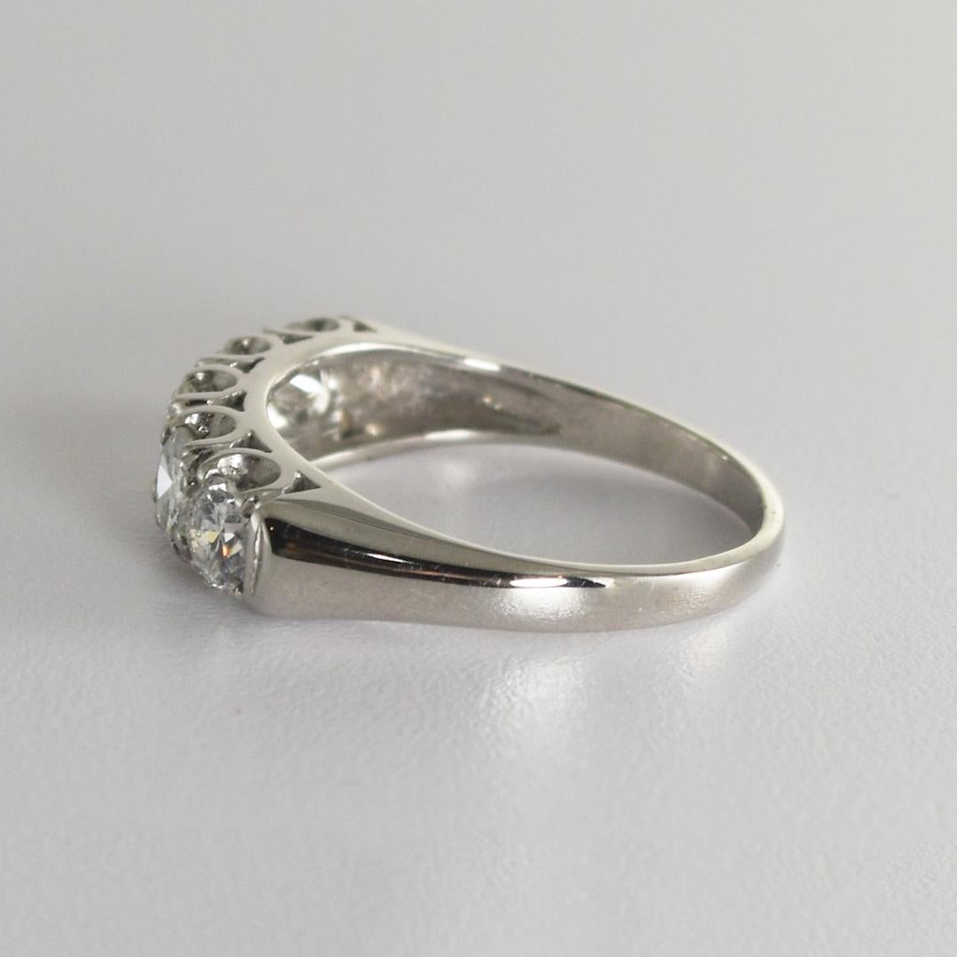 Women's or Men's Platinum Vintage Diamond Ring 1.20ct For Sale