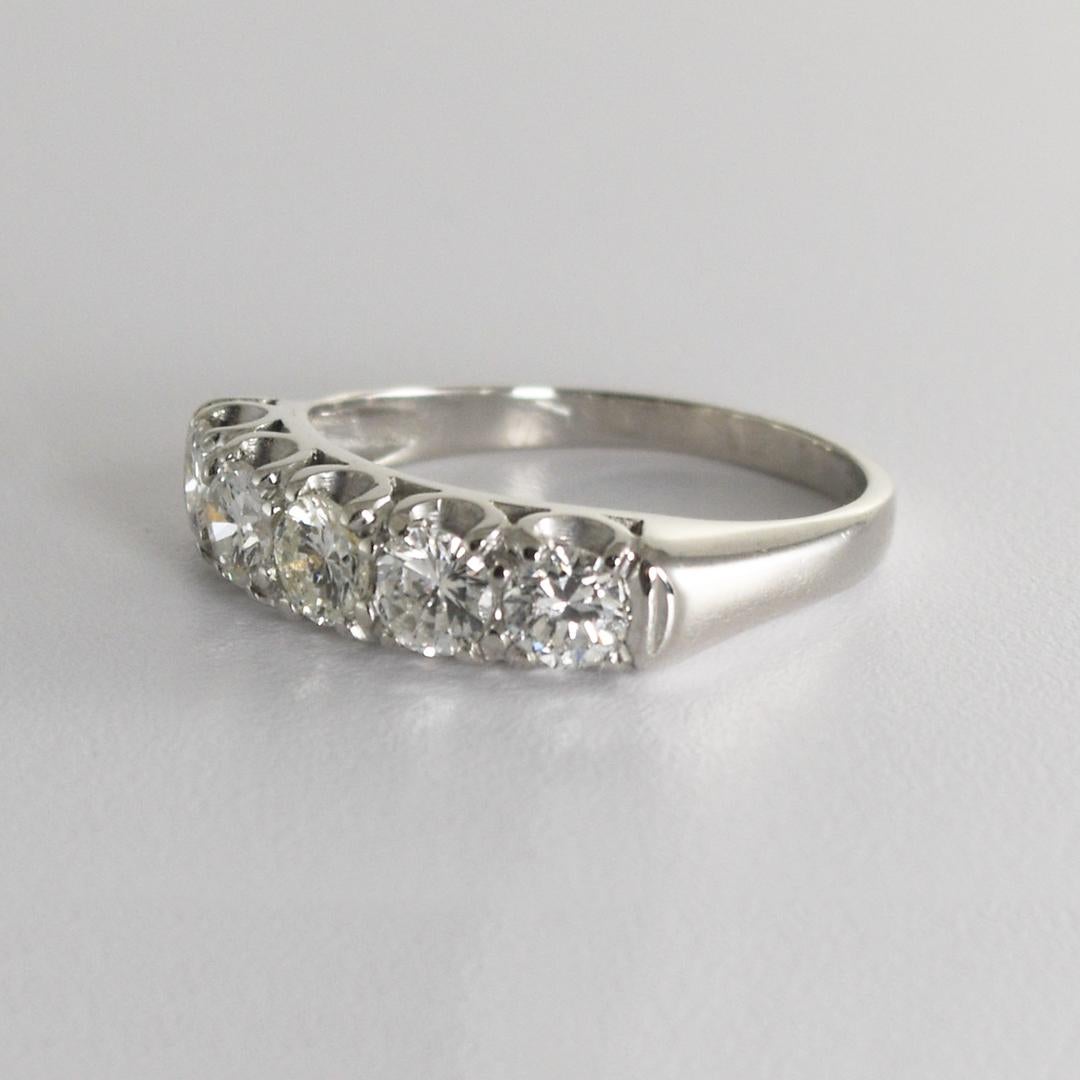 Platinum Vintage Diamond Ring 1.20ct For Sale 1