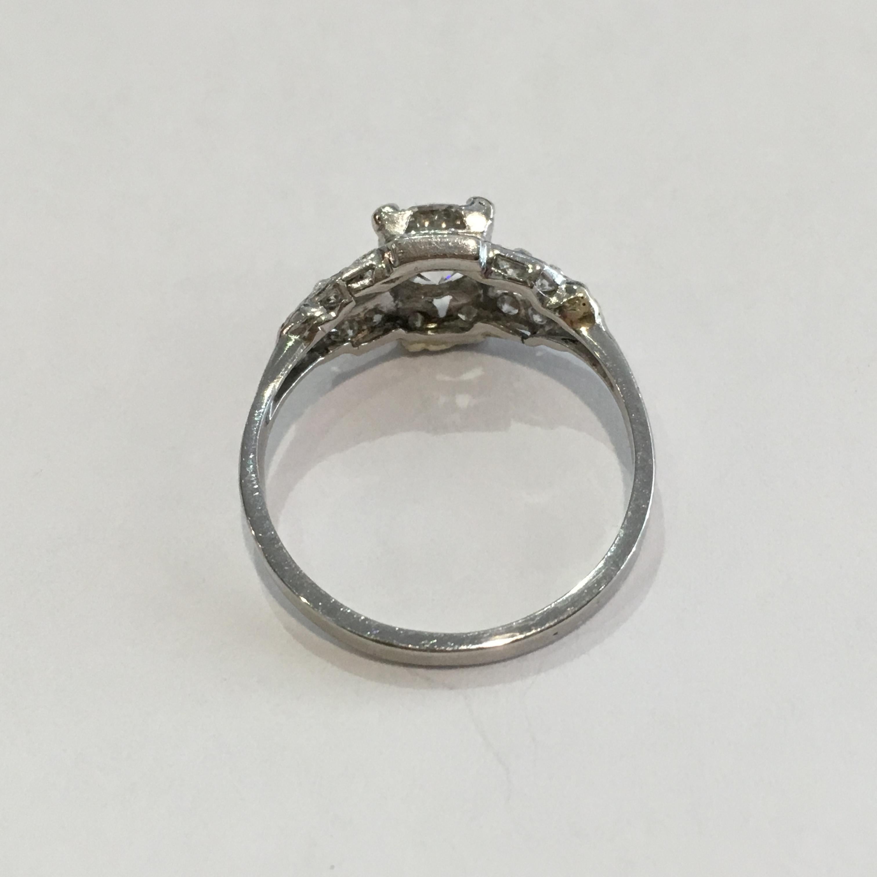 Platinum Vintage Diamond Ring GIA Certified 1.08 Carat For Sale 3