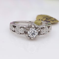 Platinum Vintage Diamond Ring, Natural Stones