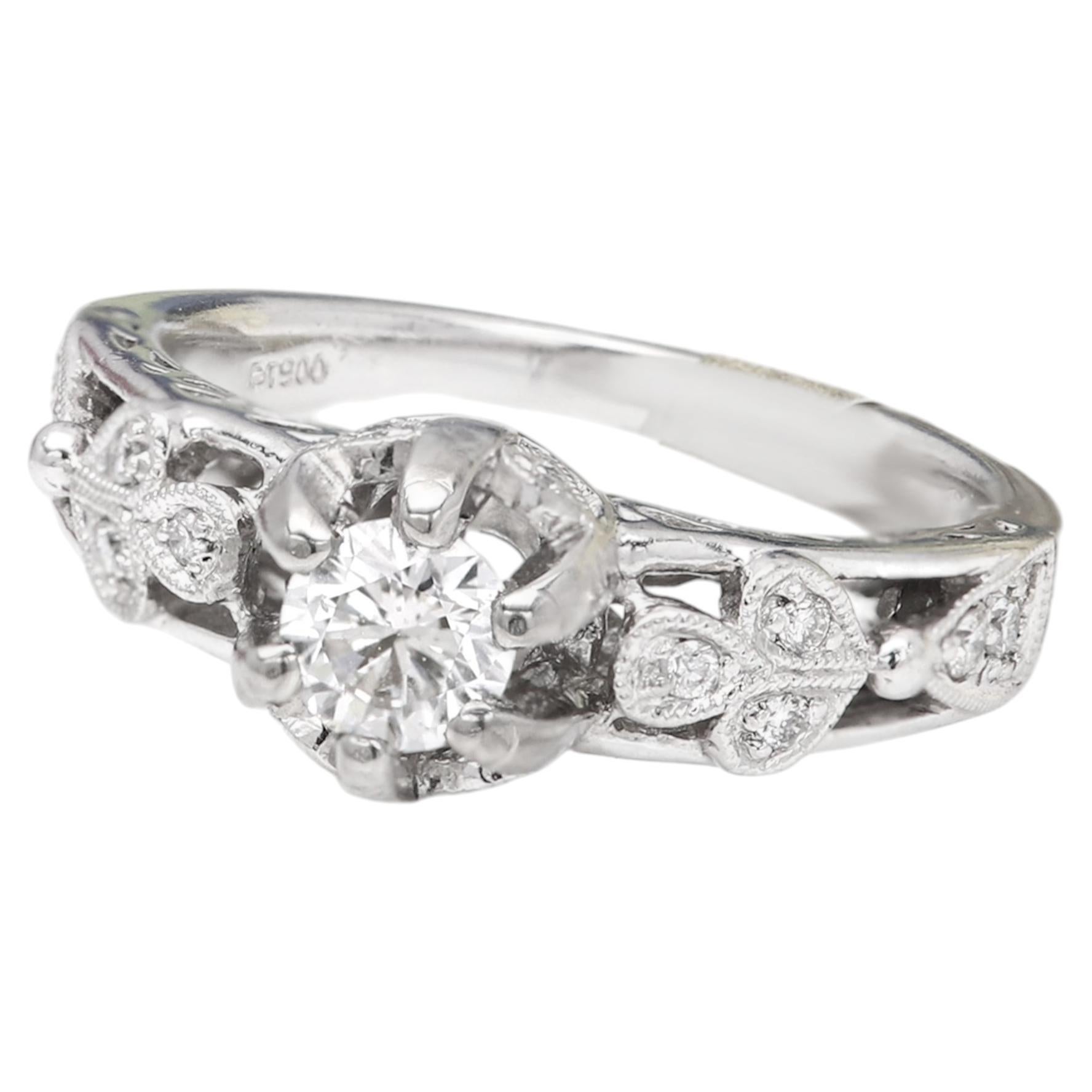 Platinum Vintage Diamond Ring, Natural Stones
