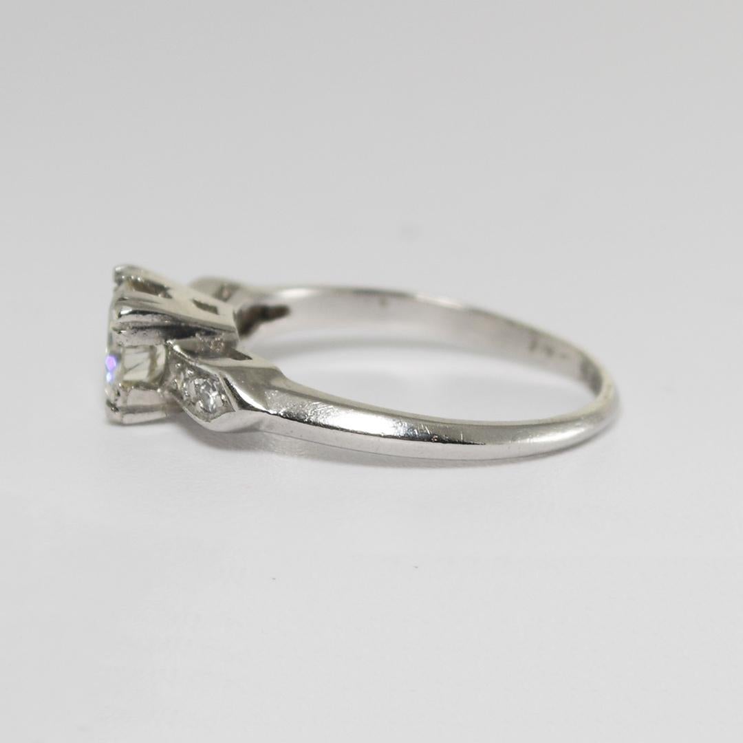 Platin Vintage Diamant Solitär Ring 0,63 Karat Platin für Damen oder Herren