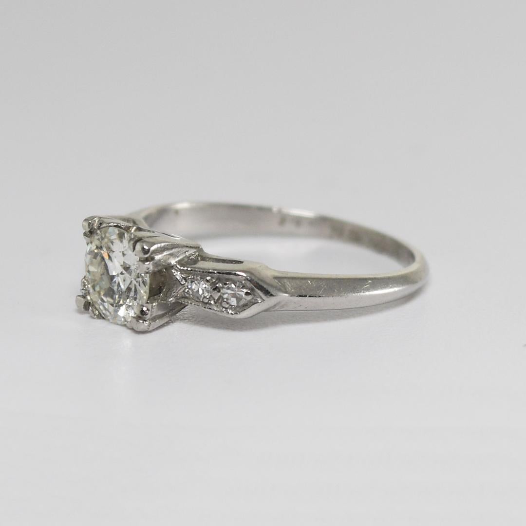 Platin Vintage Diamant Solitär Ring 0,63 Karat Platin 1