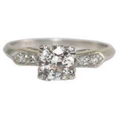 Platin Vintage Diamant Solitär Ring 0,63 Karat Platin