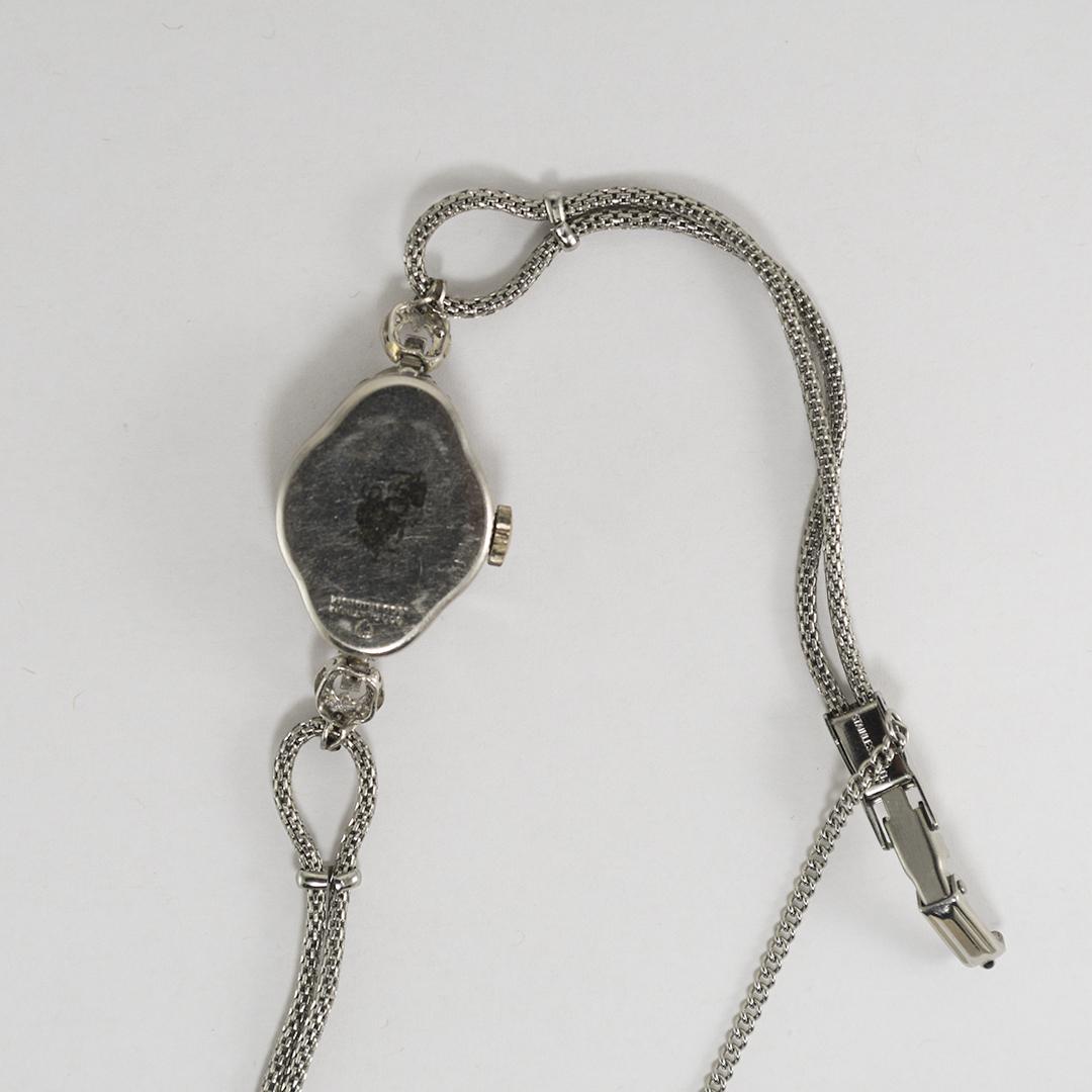 Femenino o masculino Reloj Elgin Vintage Platino Diamante en venta