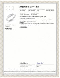Platinum Vintage Five Graduated Diamond Scalloped Edge 0.30 Carat Ring Size 6