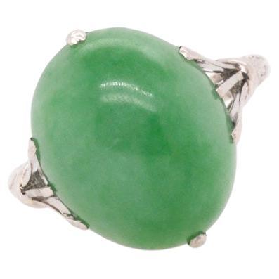 Platin-Vintage-Jade-Ring aus Platin mit offenem Werk im Angebot