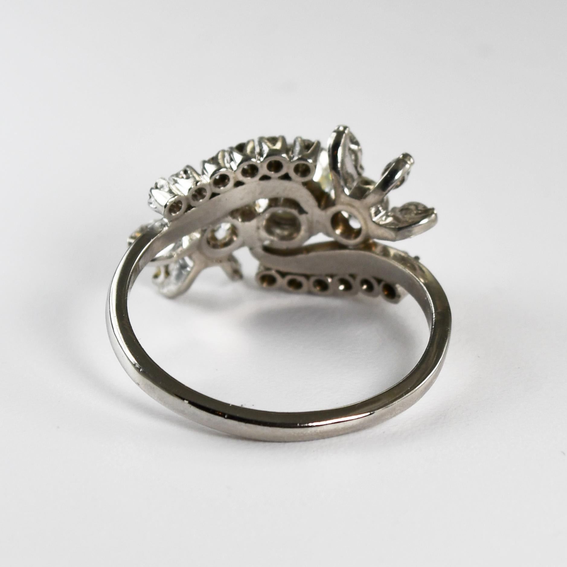 Anello in platino Vintage con diamante taglio Old-Euro 1,33ct In condizioni ottime in vendita a Laguna Beach, CA