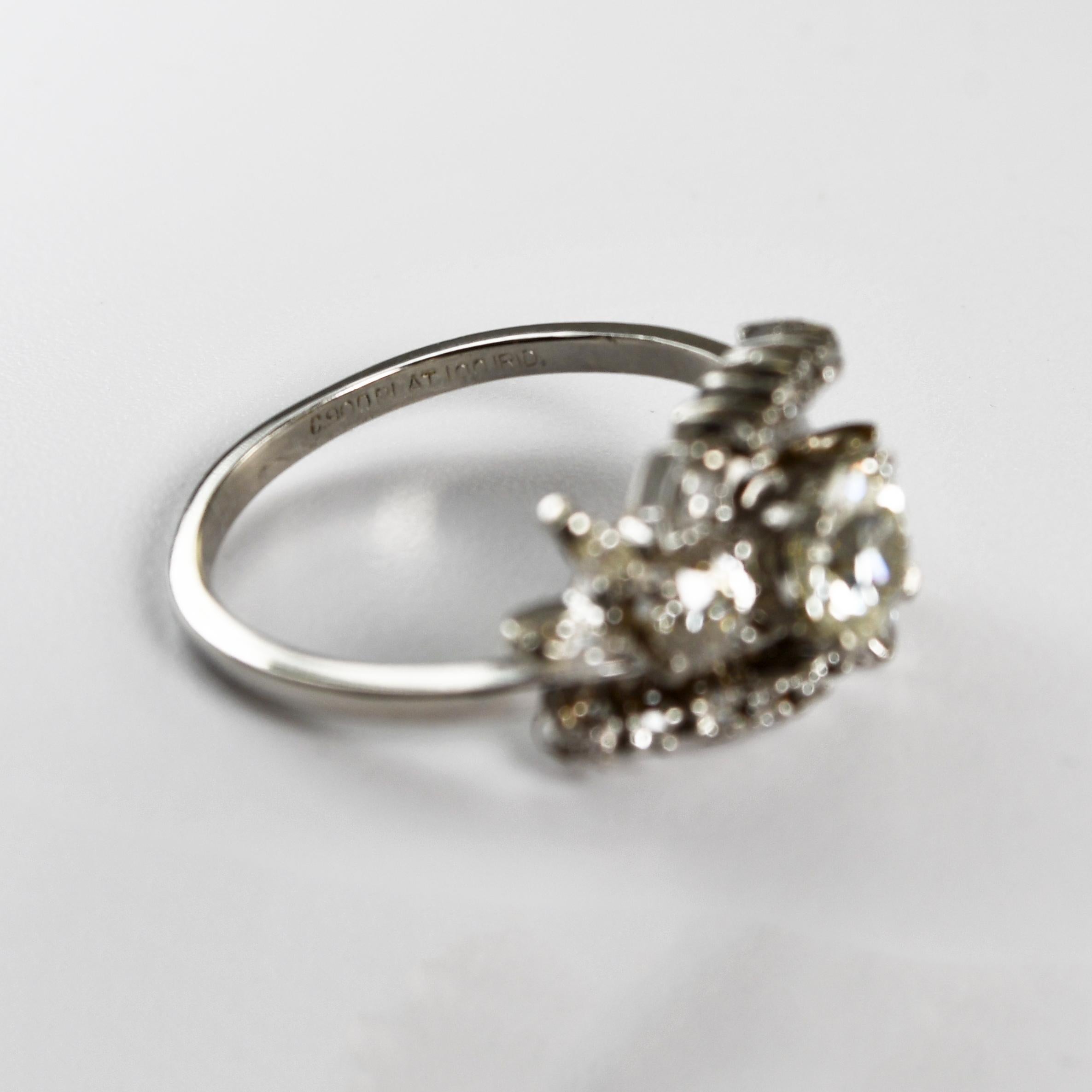 Anello in platino Vintage con diamante taglio Old-Euro 1,33ct in vendita 1