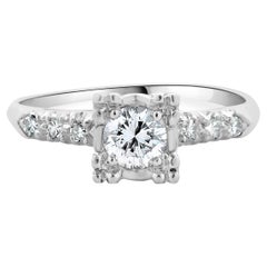Platinum Vintage Round Brilliant Cut Diamond Engagement Ring