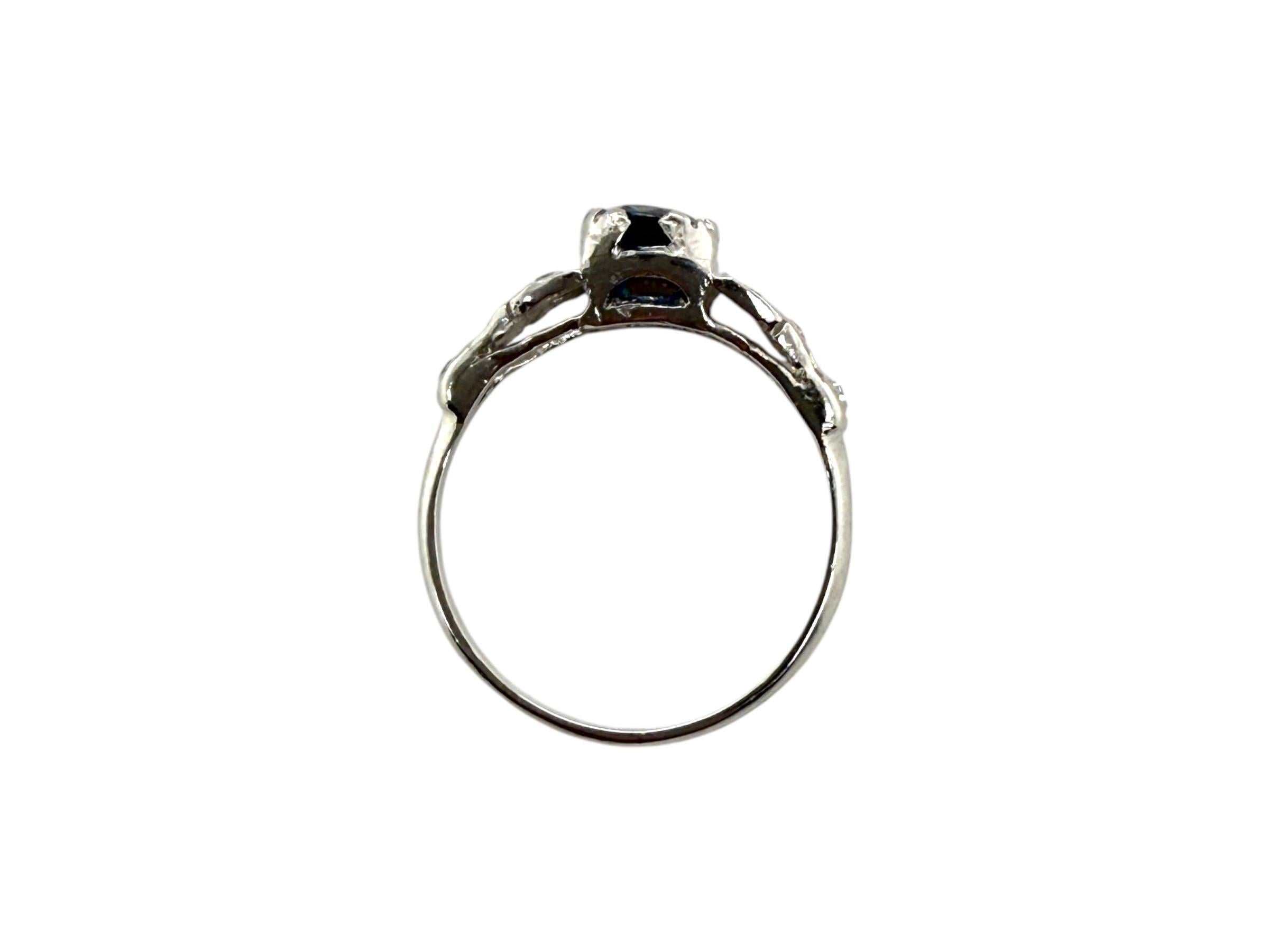 Platinum Vintage Sapphire Solitaire Engagement Ring For Sale 3