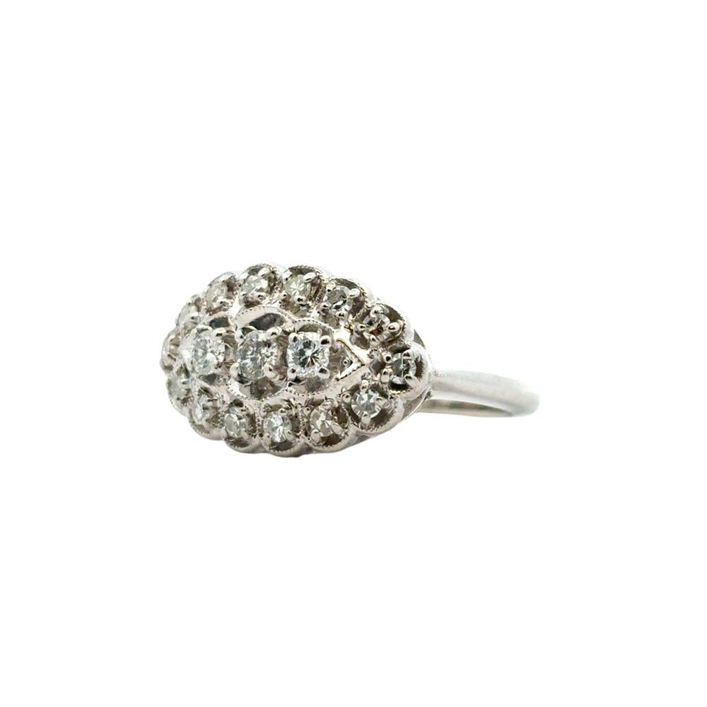 Platinum Vintage Style 0.50ctw Diamond Ring For Sale 4
