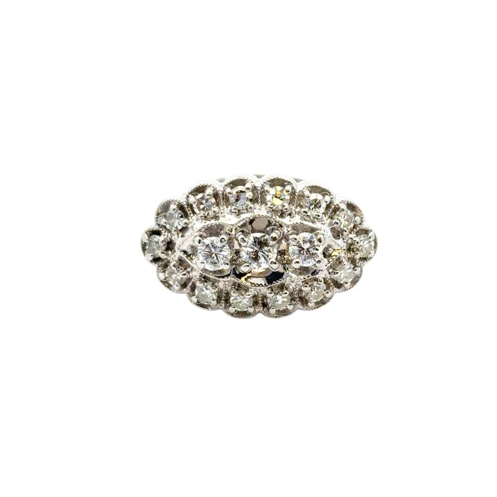 Platinum Vintage Style 0.50ctw Diamond Ring For Sale 11