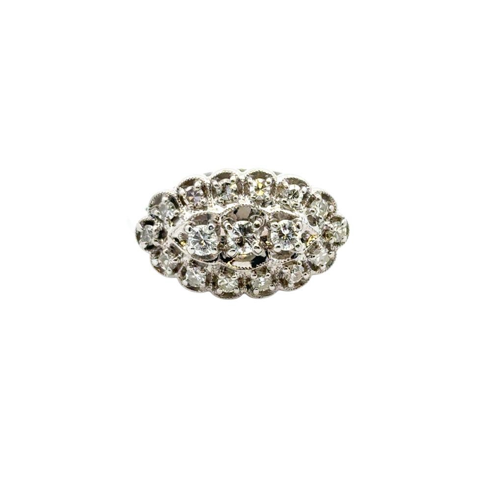 Platinum Vintage Style 0.50ctw Diamond Ring For Sale 12