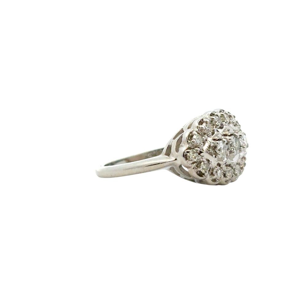 Round Cut Platinum Vintage Style 0.50ctw Diamond Ring For Sale