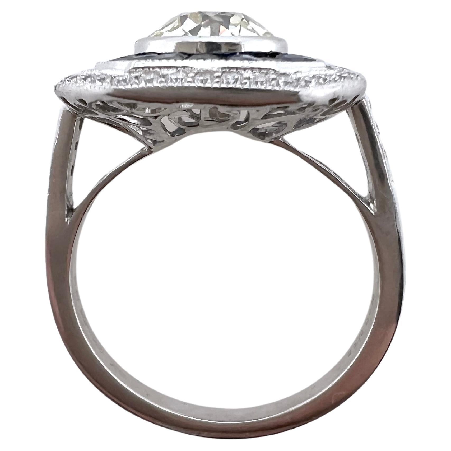 Taglio vecchia miniera Platino stile Vintage Diamonds Mine Cut con Zaffiro