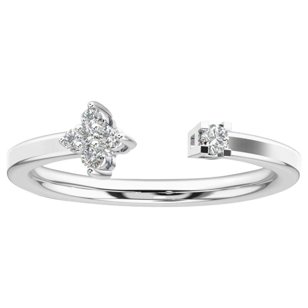 Platinum Violet Petite Floral Diamond Ring '1/10 Carat' For Sale