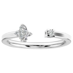 Platinum Violet Petite Floral Diamond Ring '1/10 Carat'